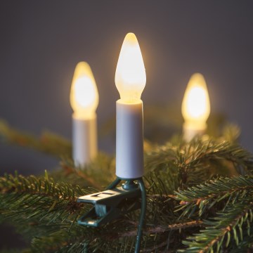 LED Ziemassvētku āra virtene FELICIA FILAMENT 20xE10 19m balta/silti balta IP44, Made in the EU