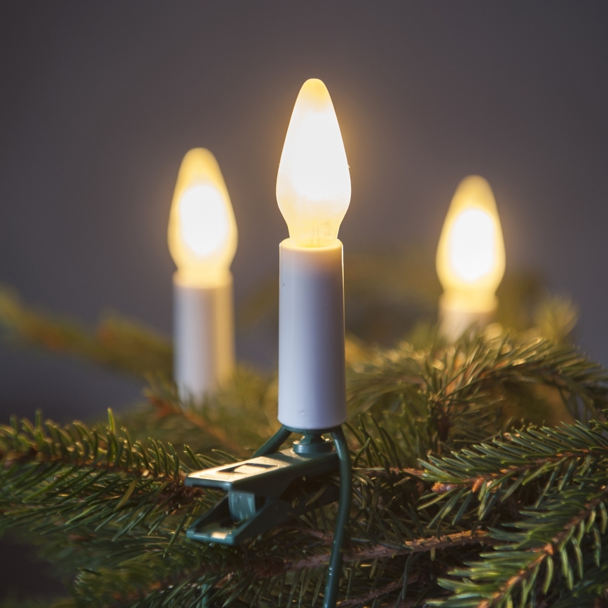 LED Ziemassvētku āra virtene FELICIA FILAMENT 20xE10 19m balta/silti balta IP44, Made in the EU