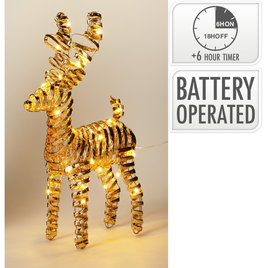 LED Ziemassvētku dekorācija 30xLED/3xAA 37 cm silti balta briedis/zeltains