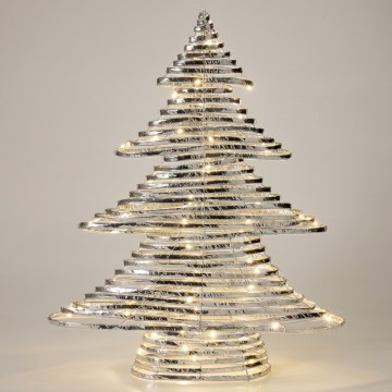 LED Ziemassvētku dekorācija 60xLED/3xAA 60 cm siltā baltā eglīte/sudraba