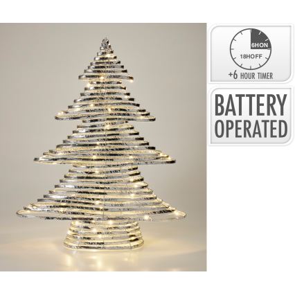 LED Ziemassvētku dekorācija 60xLED/3xAA 60 cm siltā baltā eglīte/sudraba