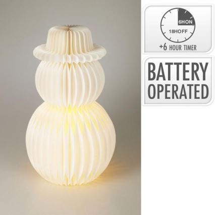 LED Ziemassvētku dekorācija sniegavīrs 12xLED/3xAA 39 cm silti balts