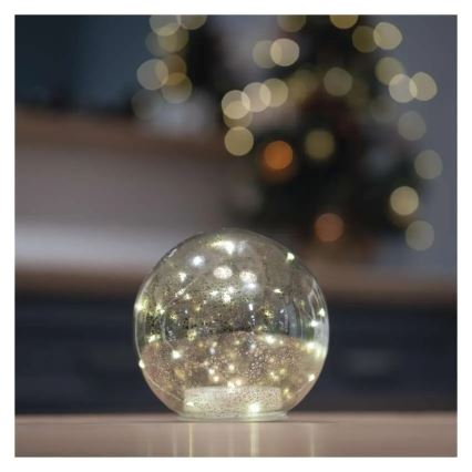 LED Ziemassvētku dekorācija — bumba Ø 15 cm, 20xLED, darbināma ar 3xAA