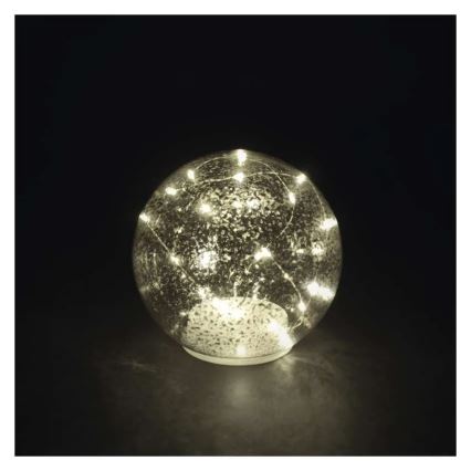 LED Ziemassvētku dekorācija — bumba Ø 15 cm, 20xLED, darbināma ar 3xAA