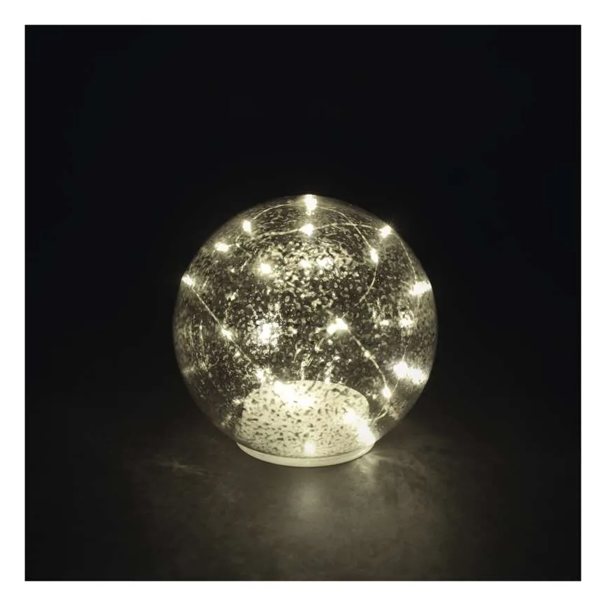 LED Ziemassvētku dekorācija — bumba Ø 15 cm, 20xLED, darbināma ar 3xAA
