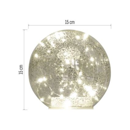 LED Ziemassvētku dekorācija — bumba Ø 15 cm, 20xLED, darbināma ar 3xAA