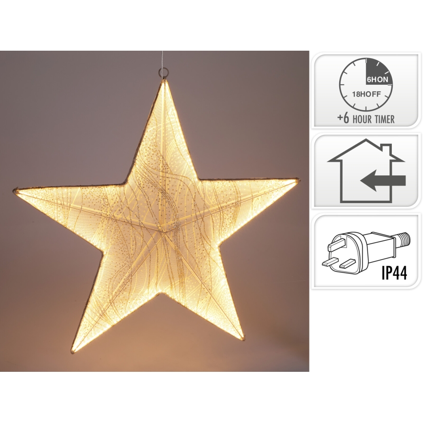 LED Ziemassvētku dekors 248xLED/6W/230V 59 cm siltā baltā zvaigzne/zelta