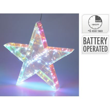 LED Ziemassvētku dekors 50xLED/3xAA 40 cm silti balta zvaigzne