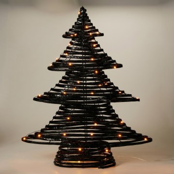 LED Ziemassvētku dekors 60xLED/3xAA 60 cm silti balta eglīte/melna