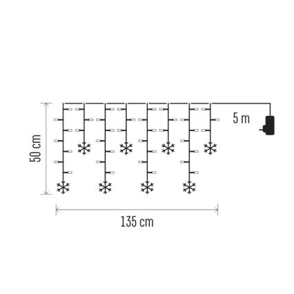LED Ziemassvētku gaismas aizkars 60xLED/1,35W 635x50 cm auksti balts