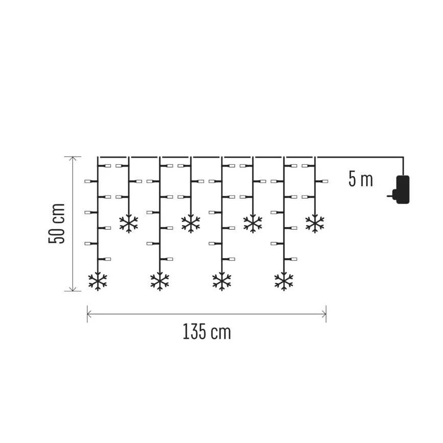 LED Ziemassvētku gaismas aizkars 60xLED/1,35W 635x50 cm auksti balts