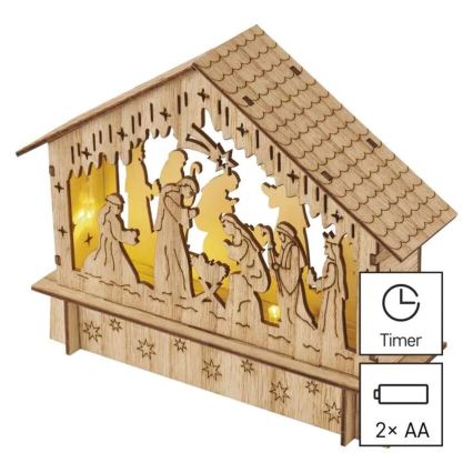 LED Ziemassvētku rotājums 6xLED/2xAA Kristus dzimšanas aina
