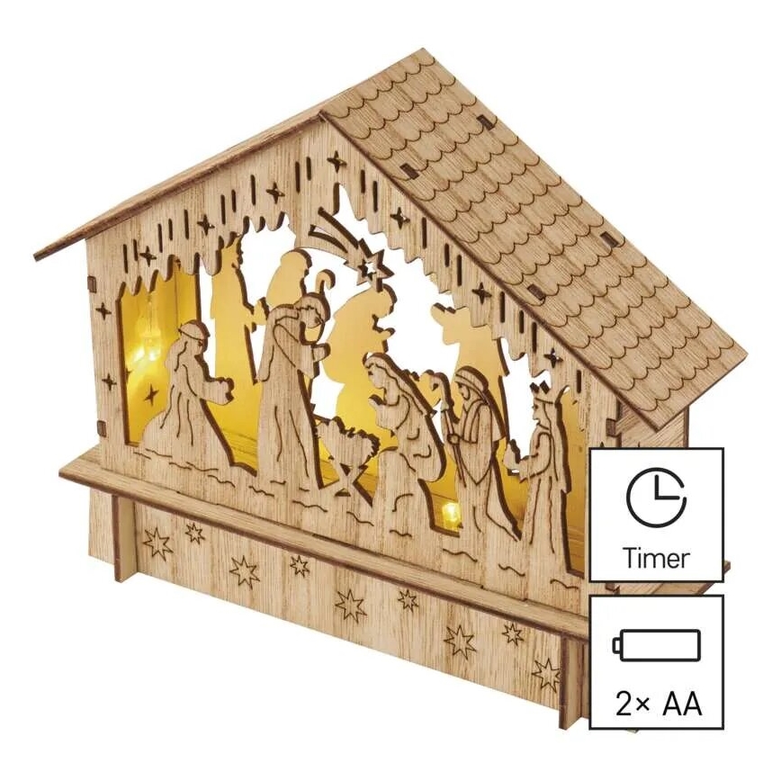 LED Ziemassvētku rotājums 6xLED/2xAA Kristus dzimšanas aina
