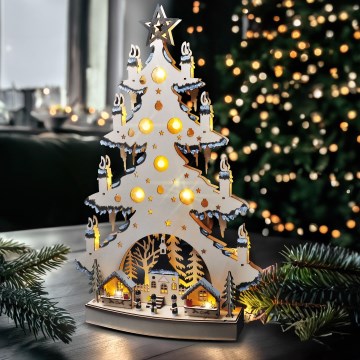 LED Ziemassvētku rotājums LED/2xAA/silti balta koks