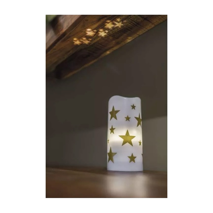 LED Ziemassvētku svece LED/3xAAA zvaigznes silti balta