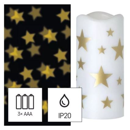 LED Ziemassvētku svece LED/3xAAA zvaigznes silti balta