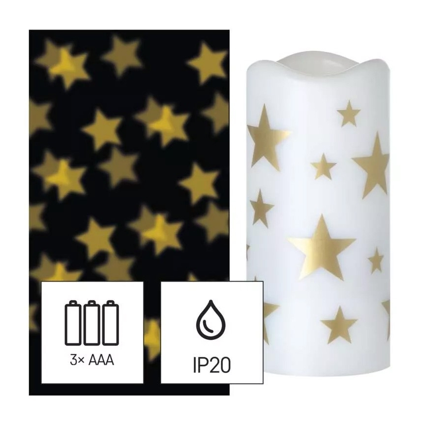 LED Ziemassvētku svece LED/3xAAA zvaigznes silti balta