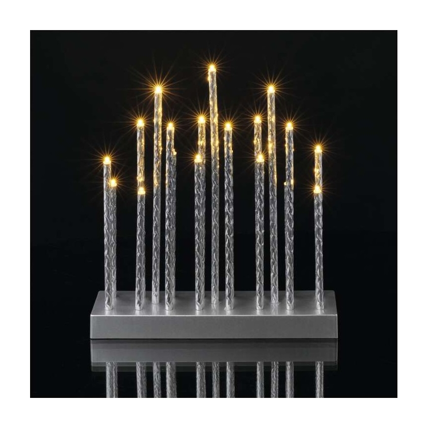 LED Ziemassvētku svečturis 19xLED/3xAA pelēks