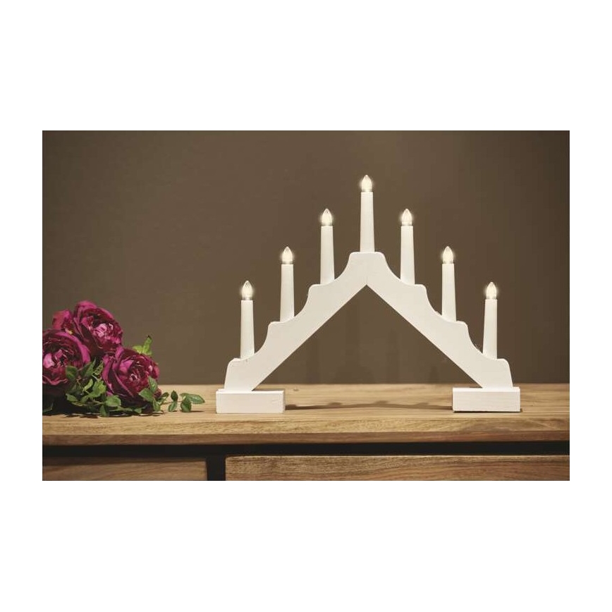 LED Ziemassvētku svečturis 7xLED/2xAA balts