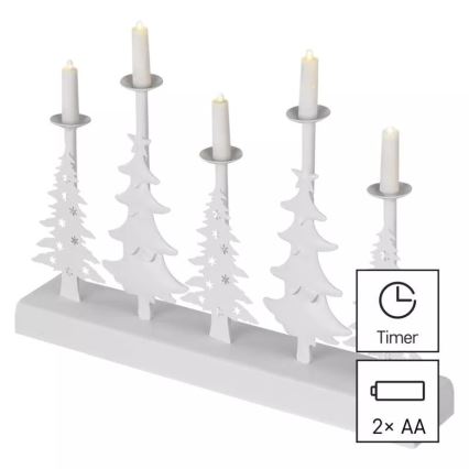 LED Ziemassvētku svečturis LED/2xAA balta