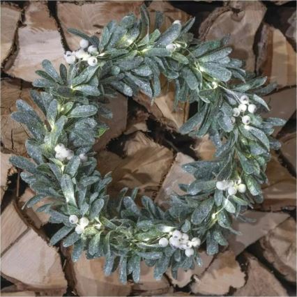 LED Ziemassvētku vainags, 25 LED / 3×AA, diametrs 35 cm