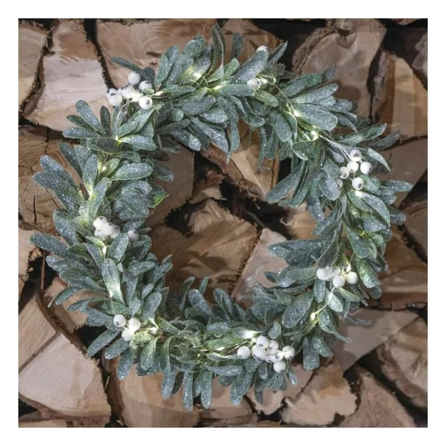 LED Ziemassvētku vainags, 25 LED / 3×AA, diametrs 35 cm