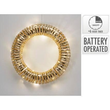 LED Ziemassvētku vainags 30xLED/3xAA Ø 40 cm siltā balta vainags/zelta