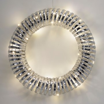 LED Ziemassvētku vainags 30xLED/3xAA Ø 40 cm silti balta / sudraba