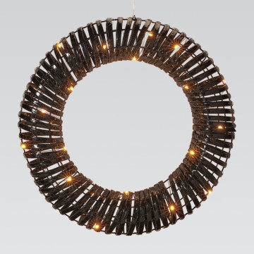 LED Ziemassvētku vainags 30xLED/3xAA Ø 40 cm silti balta vainags/melna