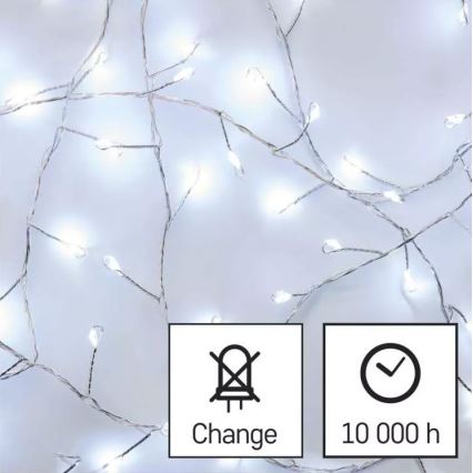 LED Ziemassvētku virtene 100xLED/3xAA 2,7 m vēsi balta