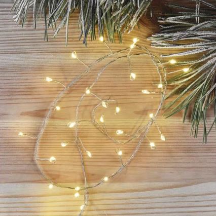 LED Ziemassvētku virtene 100xLED/3xAA 2,7m silti balta