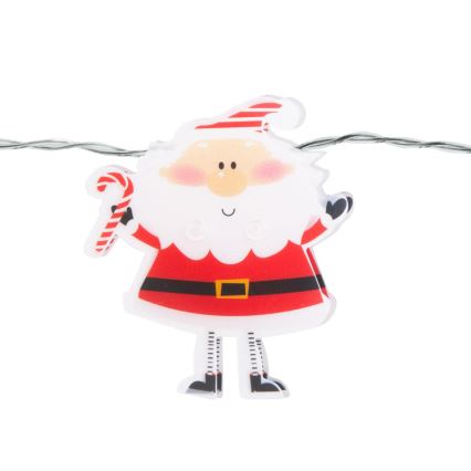 LED Ziemassvētku virtene 10xLED/2xAA 1,35 m siltā baltā santa
