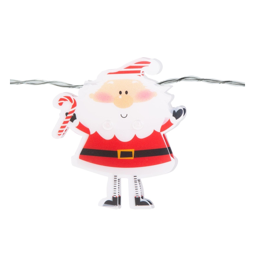 LED Ziemassvētku virtene 10xLED/2xAA 1,35 m siltā baltā santa