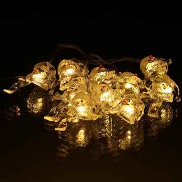 LED Ziemassvētku virtene 10xLED/2xAA/silti balta 1,65m sniegavīri