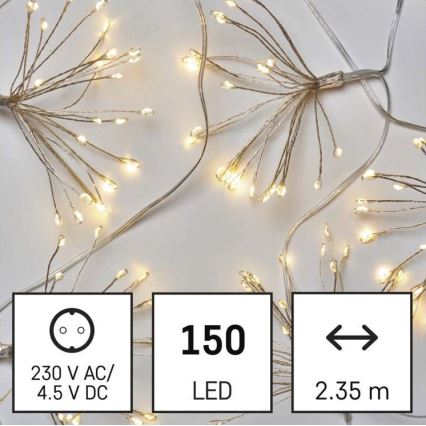 LED Ziemassvētku virtene 150xLED/5,35m silti balta