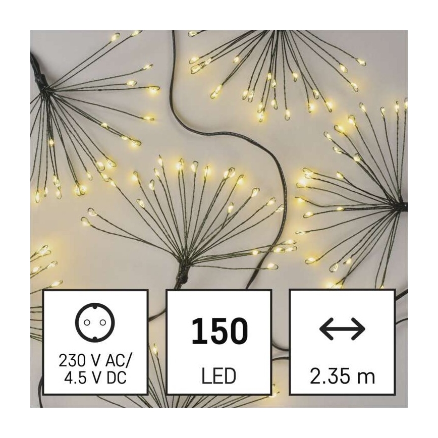 LED Ziemassvētku virtene 150xLED/5,35m silti balta