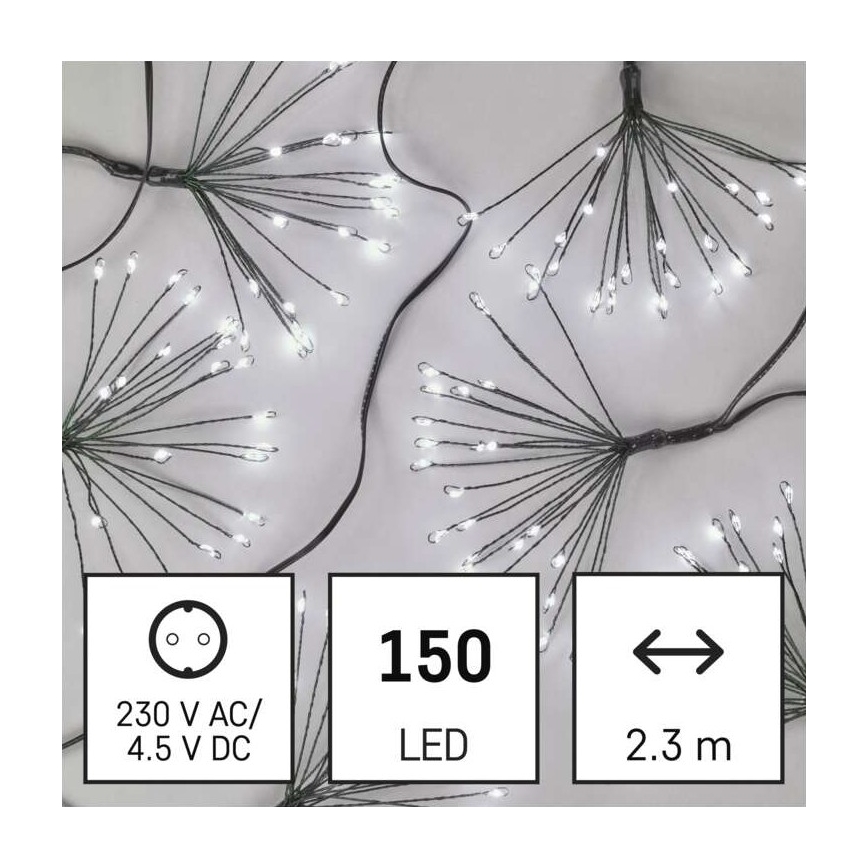 LED Ziemassvētku virtene 150xLED/5,35m vēsi balta