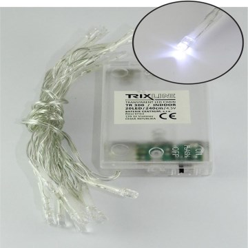 LED Ziemassvētku virtene 20xLED/2 funkcijas 2,4 m auksti balta