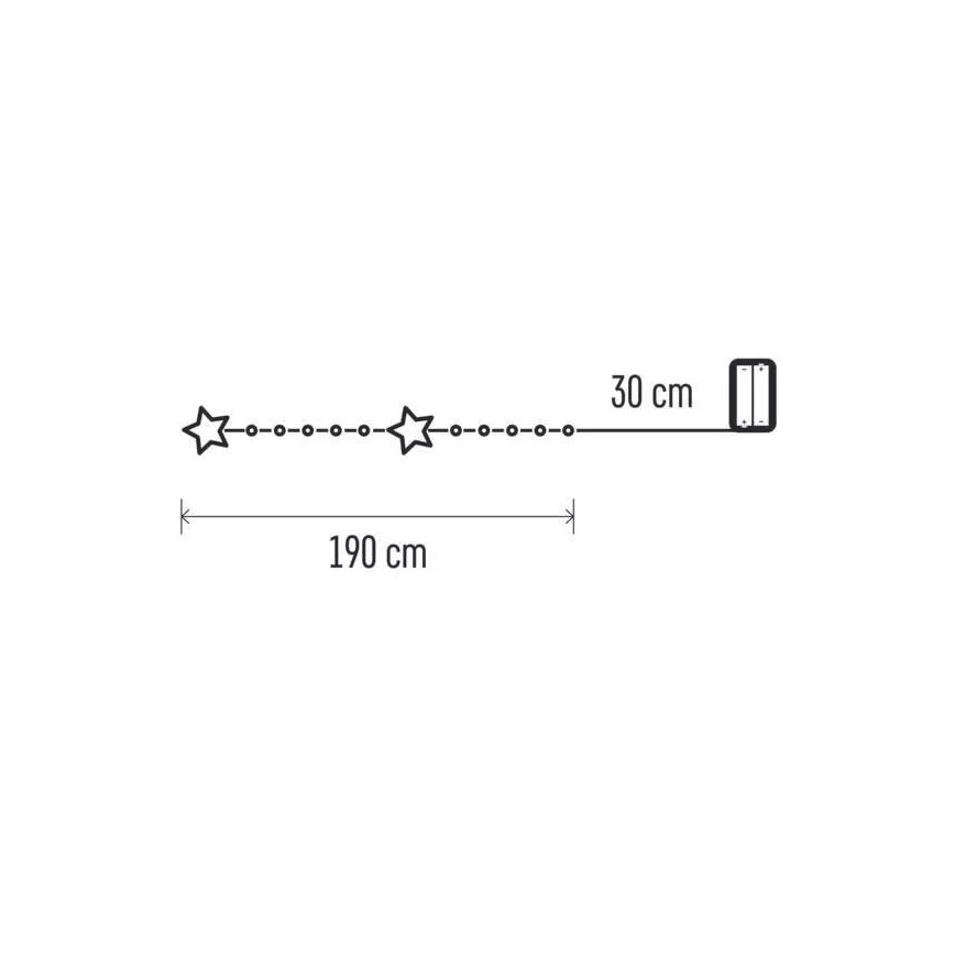 LED Ziemassvētku virtene 20xLED/2xAA 2,2 m silti balta