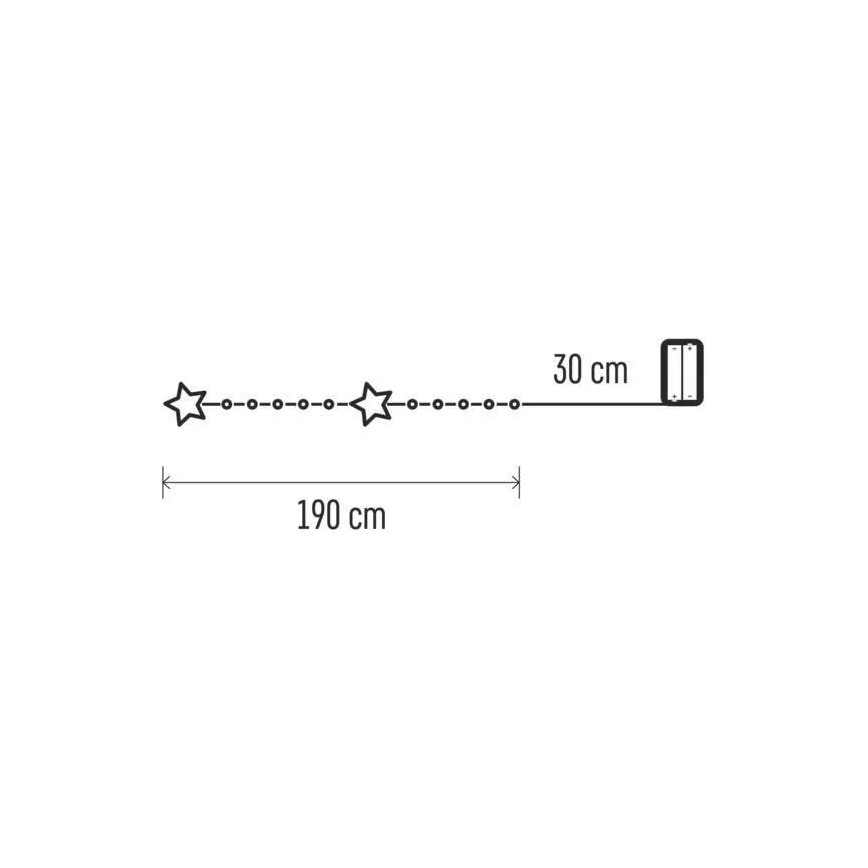 LED Ziemassvētku virtene 20xLED/2xAA 2,2 m silti balta
