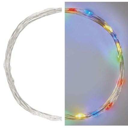 LED Ziemassvētku virtene 20xLED/2xAA 2,4m daudzkrāsaina