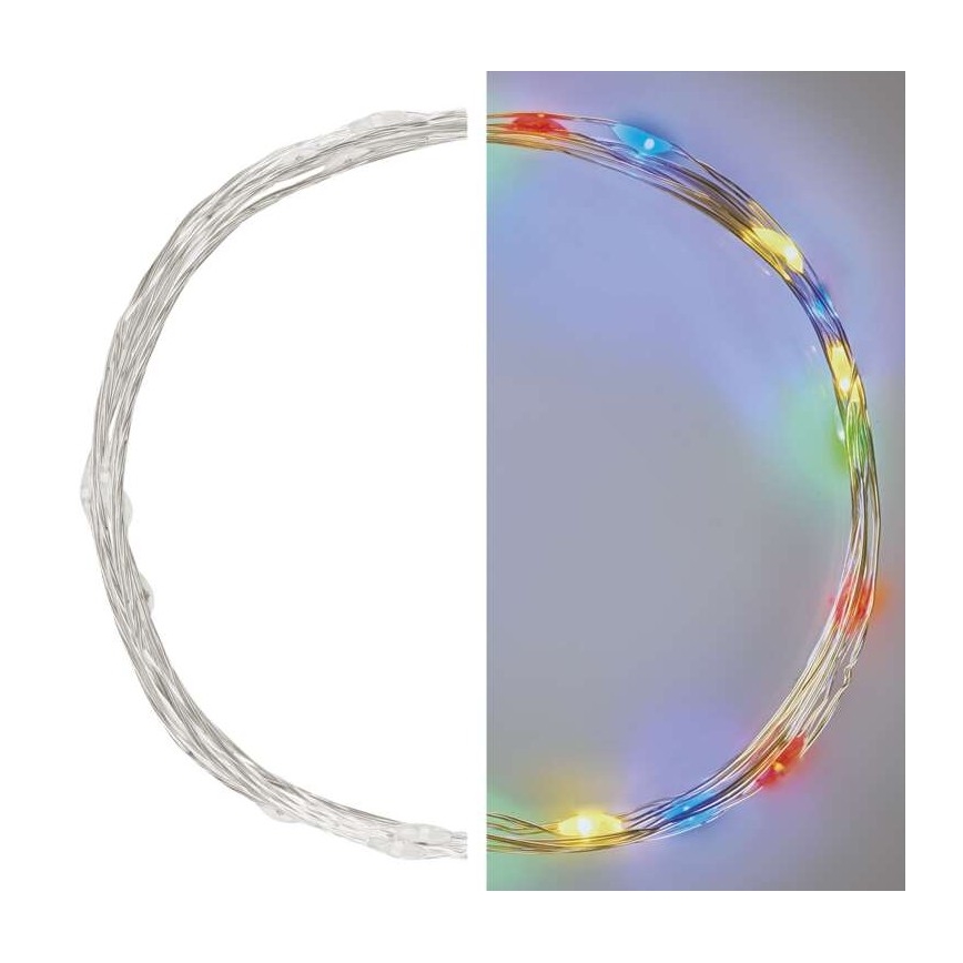 LED Ziemassvētku virtene 20xLED/2xAA 2,4m daudzkrāsaina