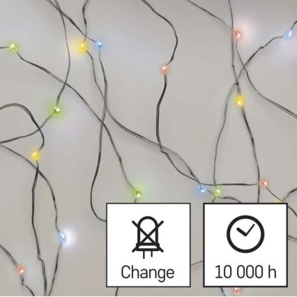 LED Ziemassvētku virtene 20xLED/2xAA 2,4m daudzkrāsaina