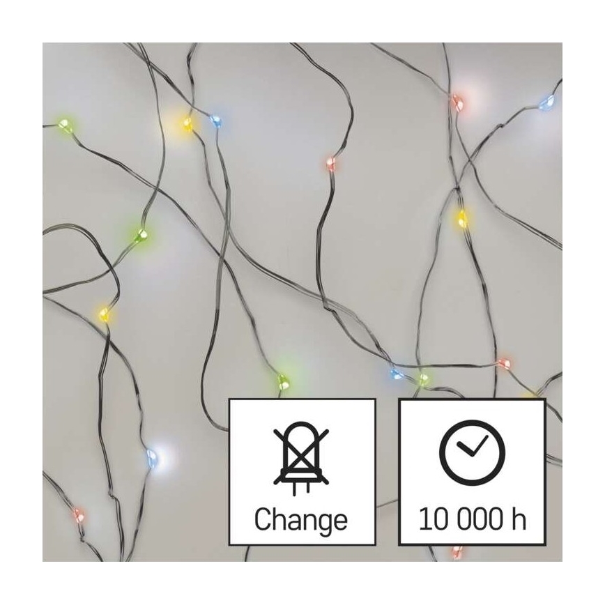 LED Ziemassvētku virtene 20xLED/2xAA 2,4m daudzkrāsaina