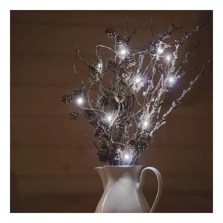 LED Ziemassvētku virtene 20xLED/2xAA 2,4m vēsi balts