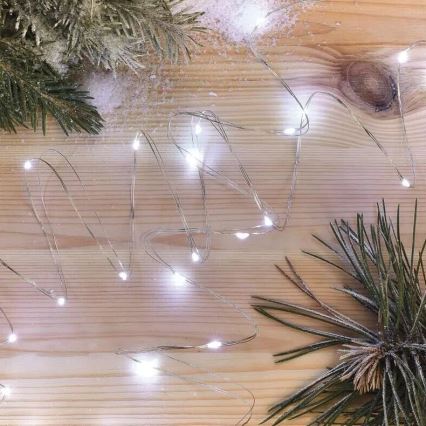 LED Ziemassvētku virtene 20xLED/2xAA 2,4m vēsi balts