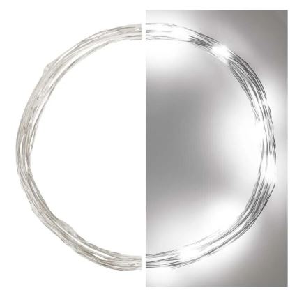 LED Ziemassvētku virtene 20xLED/2xAA 2,4m vēsi balts
