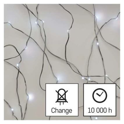 LED Ziemassvētku virtene 20xLED/2xAA 2,4m vēsi balts