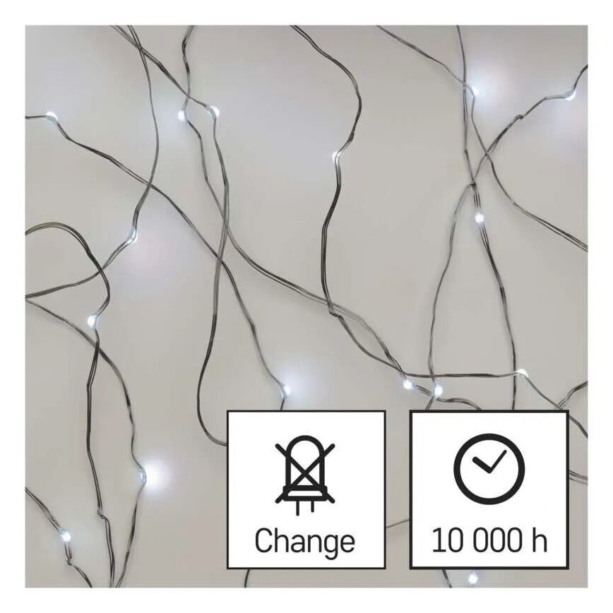 LED Ziemassvētku virtene 20xLED/2xAA 2,4m vēsi balts