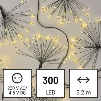 LED Ziemassvētku virtene 300xLED 5,2+3 m siltā balta